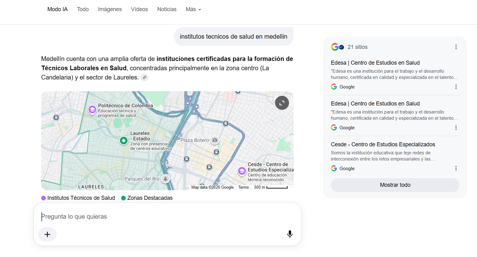 Edesa mencionada en el Modo IA de Google